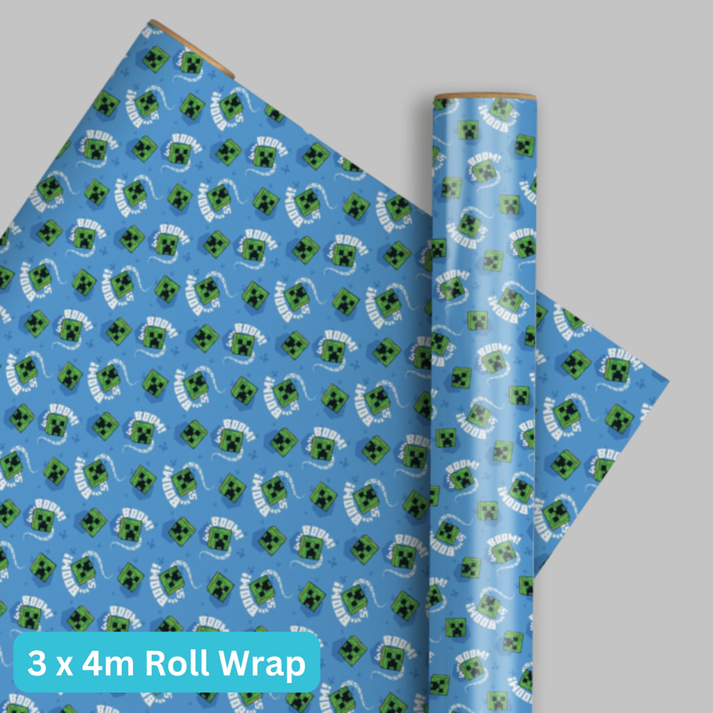 Minecraft Wrapping Paper 4m Roll x 3 Pack