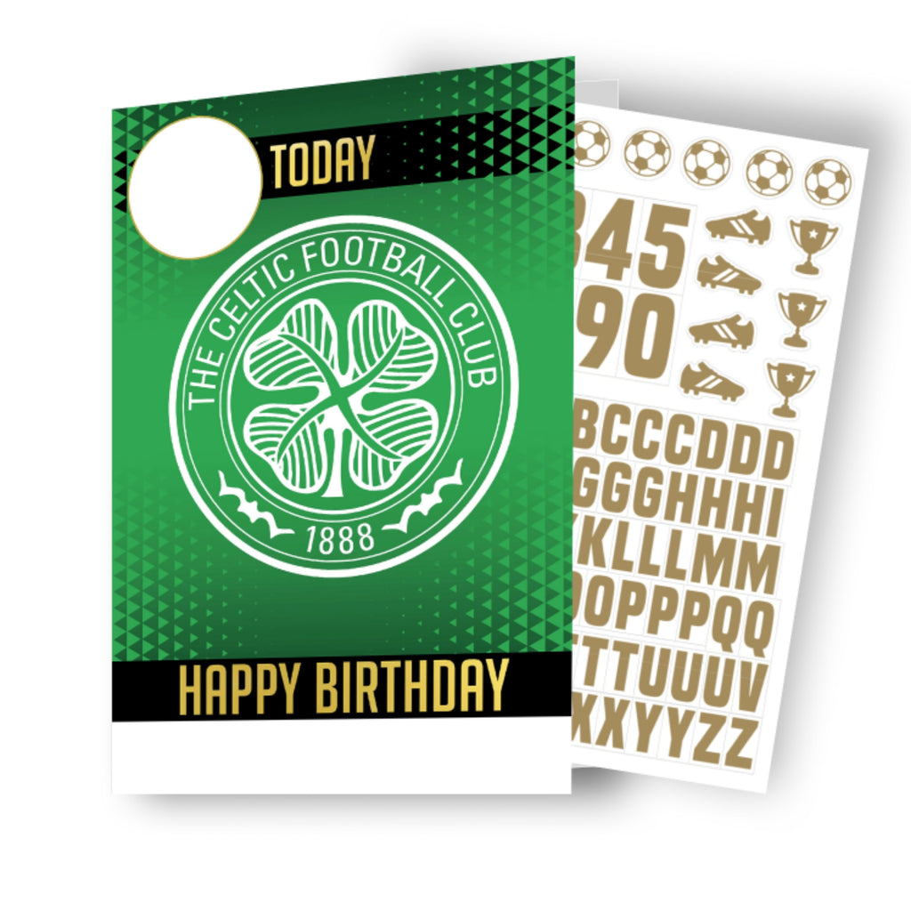 Celtic FC Personalise Birthday Card With Sticker Sheet