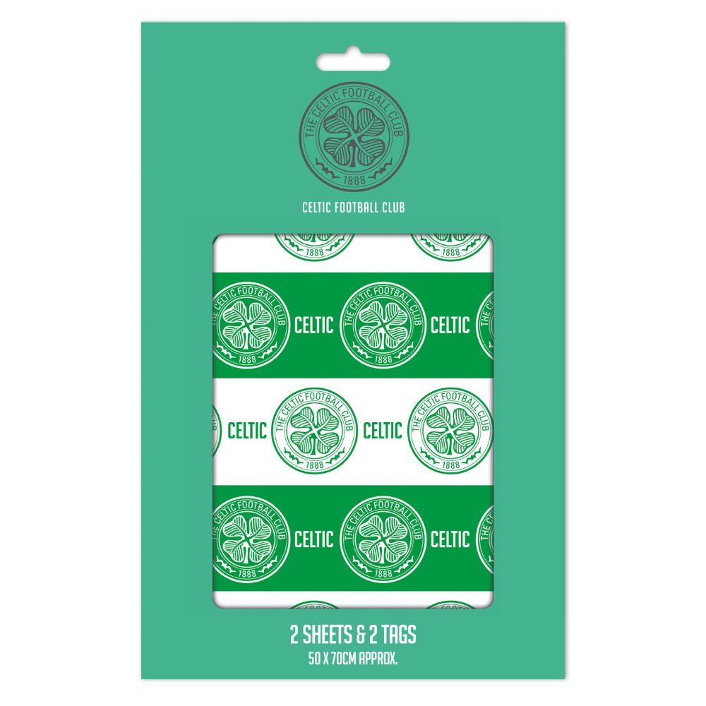 Celtic FC 2 Sheets & 2 Tags Gift Wrap