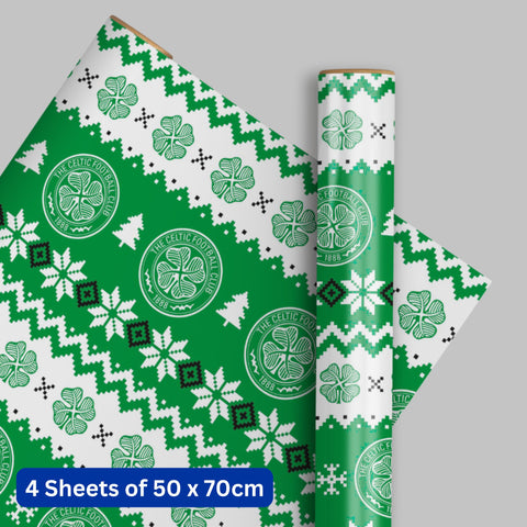 Celtic FC Christmas 4 Sheets & 4 Tags Gift Wrap Bundle