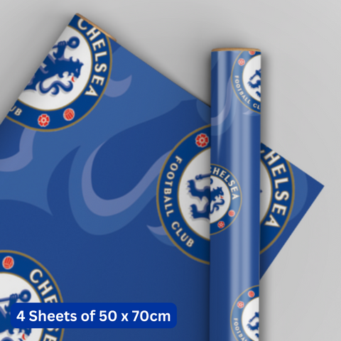 Chelsea FC 4 Sheets & 4 Tags Gift Wrap Bundle