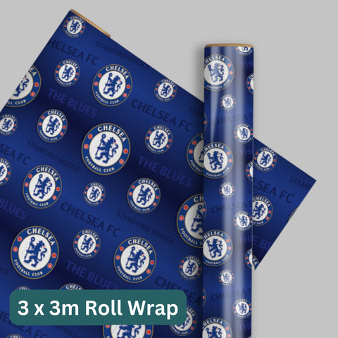 Chelsea FC 3m Roll Wrapping Paper - 3 Pack Bundle