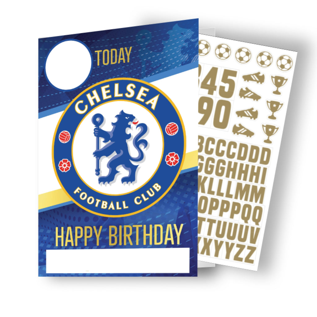 Chelsea FC Personalise Birthday Card With Sticker Sheet