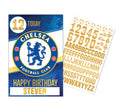 Chelsea FC Personalise Any Name & Age Birthday Card With Included Sticker Sheet