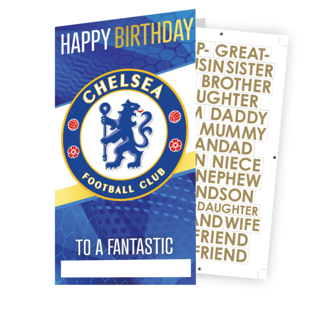 Chelsea FC Personalise Birthday Card With Sticker Sheet