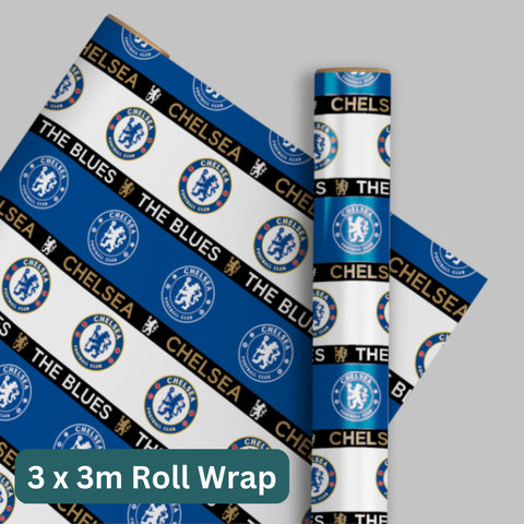 Chelsea FC 3m Roll Wrapping Paper - 3 Pack Bundle