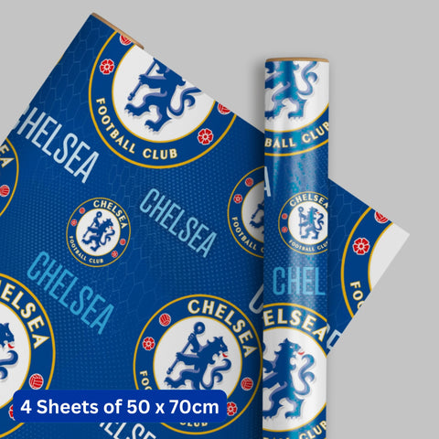 Chelsea FC 4 Sheets & 4 Tags Gift Wrap Bundle