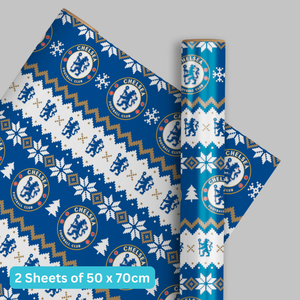 Chelsea FC Christmas Wrap 2 Sheet 2 Tag