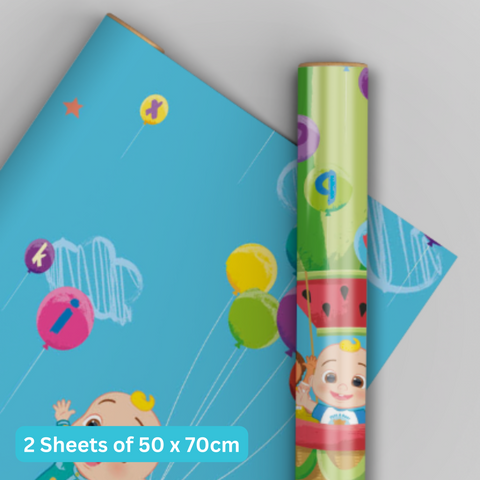 CoComelon Gift Wrap 2 Sheets & Tags