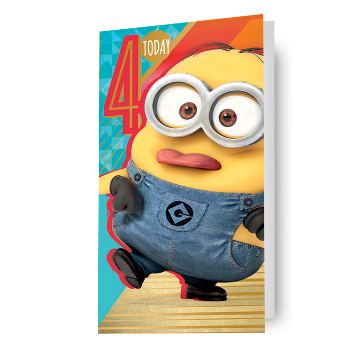 Despicable Me Minions Age 4 Birthday Card