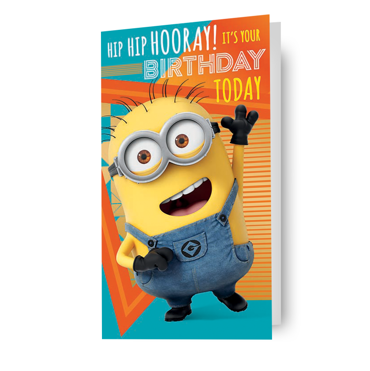 Gepersonaliseerde verjaardagskaart van Despicable Me met stickervel