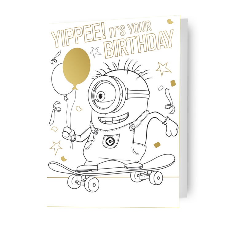 Biglietto d'auguri da colorare Minions Cattivissimo me con poster pieghevole