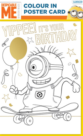 Despicable Me Minions Colour-in Birthday Card