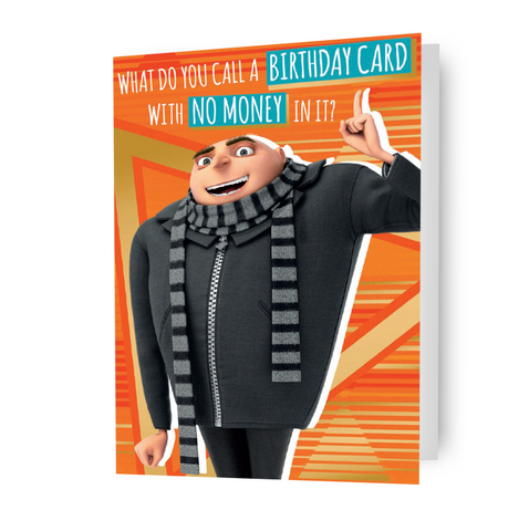 Despicable Me Minions Gru 'No Money' verjaardagskaart