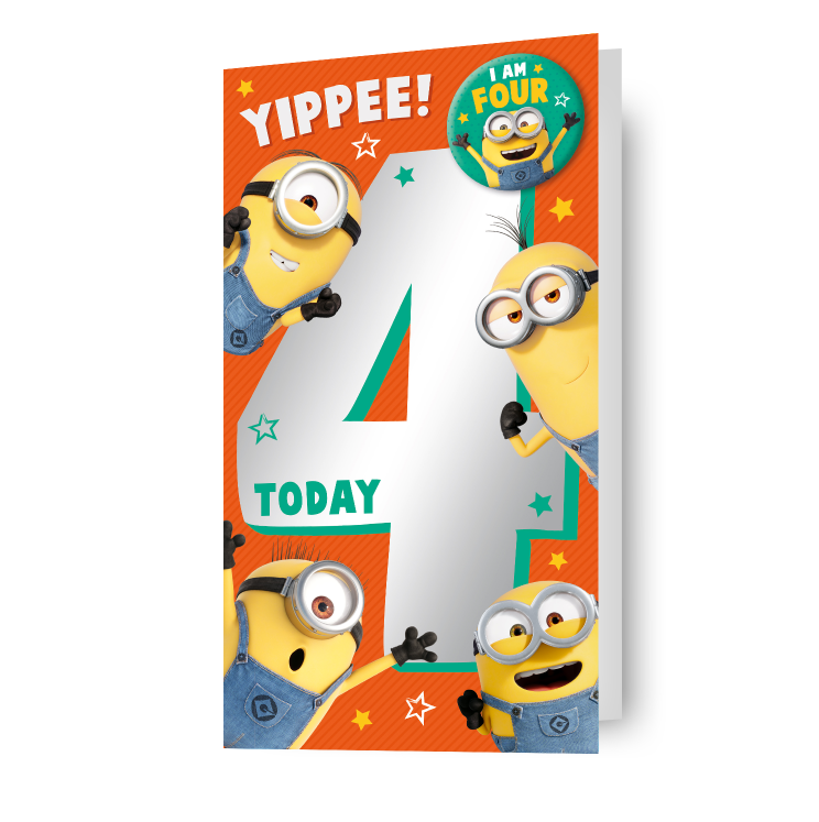 Despicable Me Minions Age 4 Birthday Card