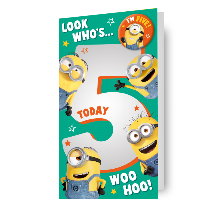 Despicable Me Minions Age 5 Birthday Card