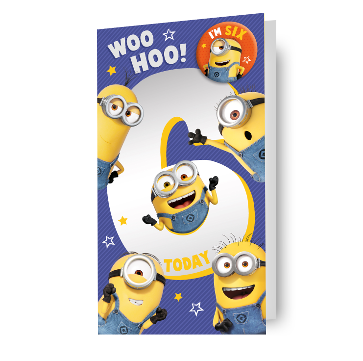 Despicable Me Minions Verjaardagskaart voor 6 jaar