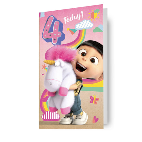 Despicable Me Age 4 Birthday Card