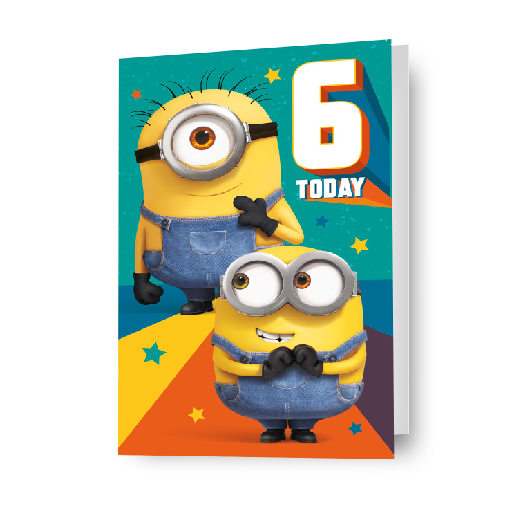 Despicable Me Minions Verjaardagskaart voor 6 jaar