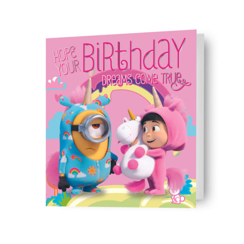 Minion and Agnes Unicorn Birthday Card