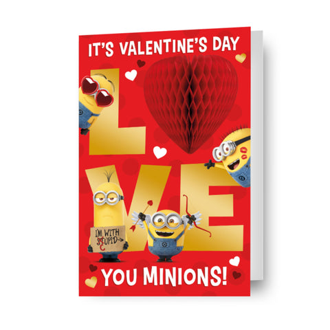 Despicable Me Minions 3D vouw 'Love You Minions' Valentijnsdagkaart