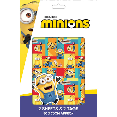 Despicable Me 2 Sheets & 2 Tags Gift Wrap