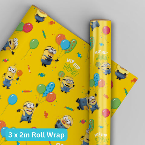 Despicable Me Minions 2m Roll Wrapping Paper - 3 Pack Bundle