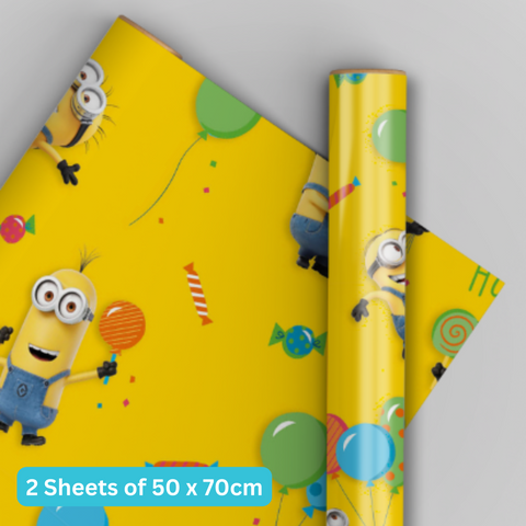 Despicable Me Wrapping Paper 2 Sheet 2 Tags, Official Product
