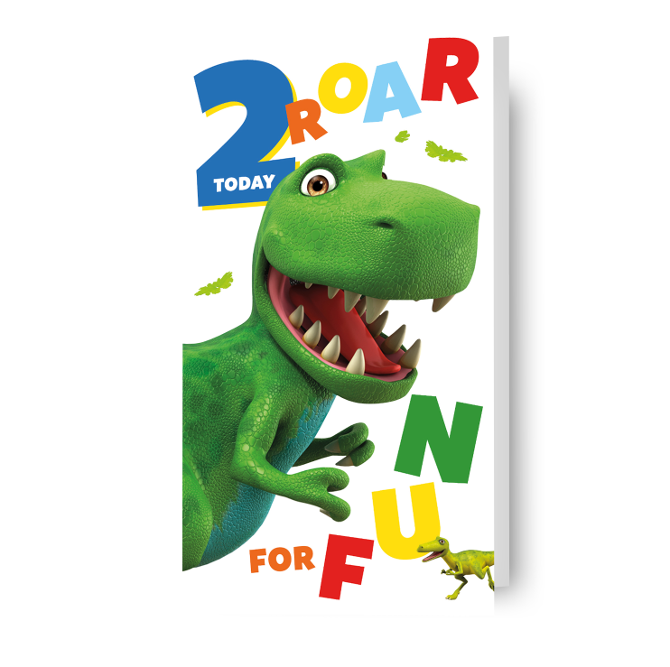 Dinosaur Roar Age 2 Birthday Card