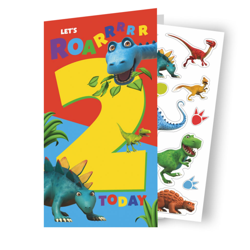 Dinosaur Roar Age 2 Sticker Birthday Card