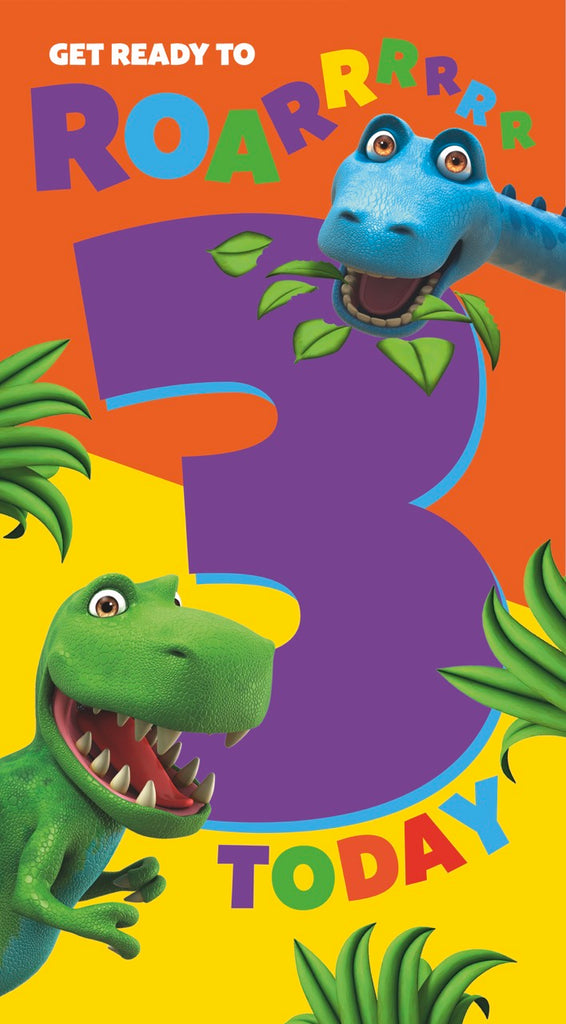 Dinosaur Roar Age 3 Sticker Birthday Card