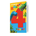 Dinosaur Roar Age 4 Sticker Birthday Card