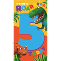 Dinosaur Roar Age 5 Sticker Birthday Card
