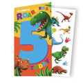 Dinosaur Roar Age 5 Sticker Birthday Card