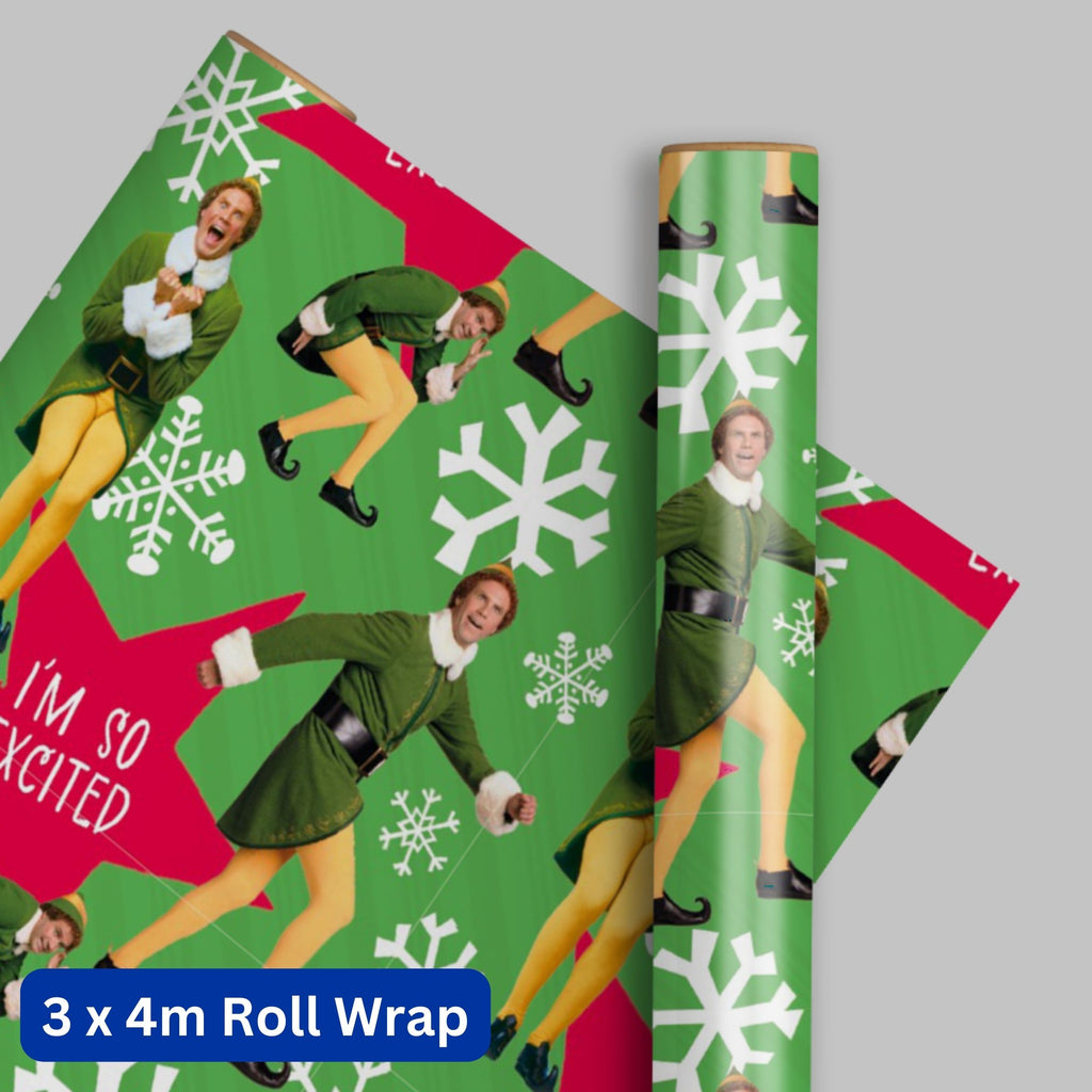 Elf Christmas 4m Roll Wrapping Paper - 3 Pack Bundle