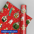 Carta da regalo natalizia elfo, confezione regalo, 4 fogli e 4 etichette.