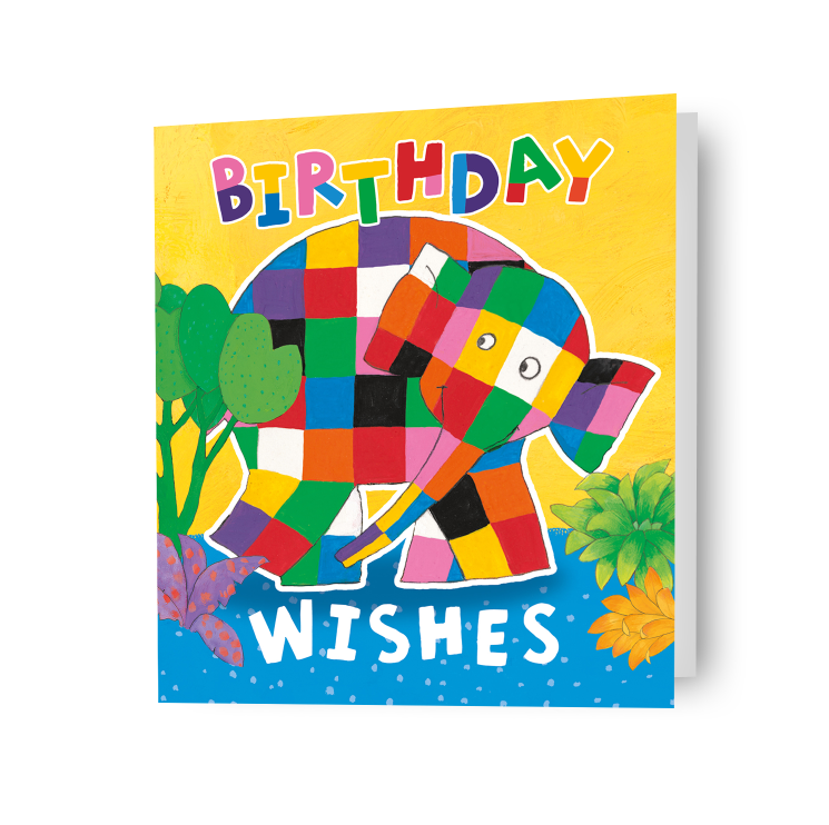 Elmer The Patchwork Olifant 'Verjaardagswensen' Kaart