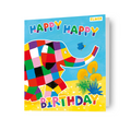 Biglietto di auguri di compleanno Elmer The Patchwork Elephant 'Happy Happy'