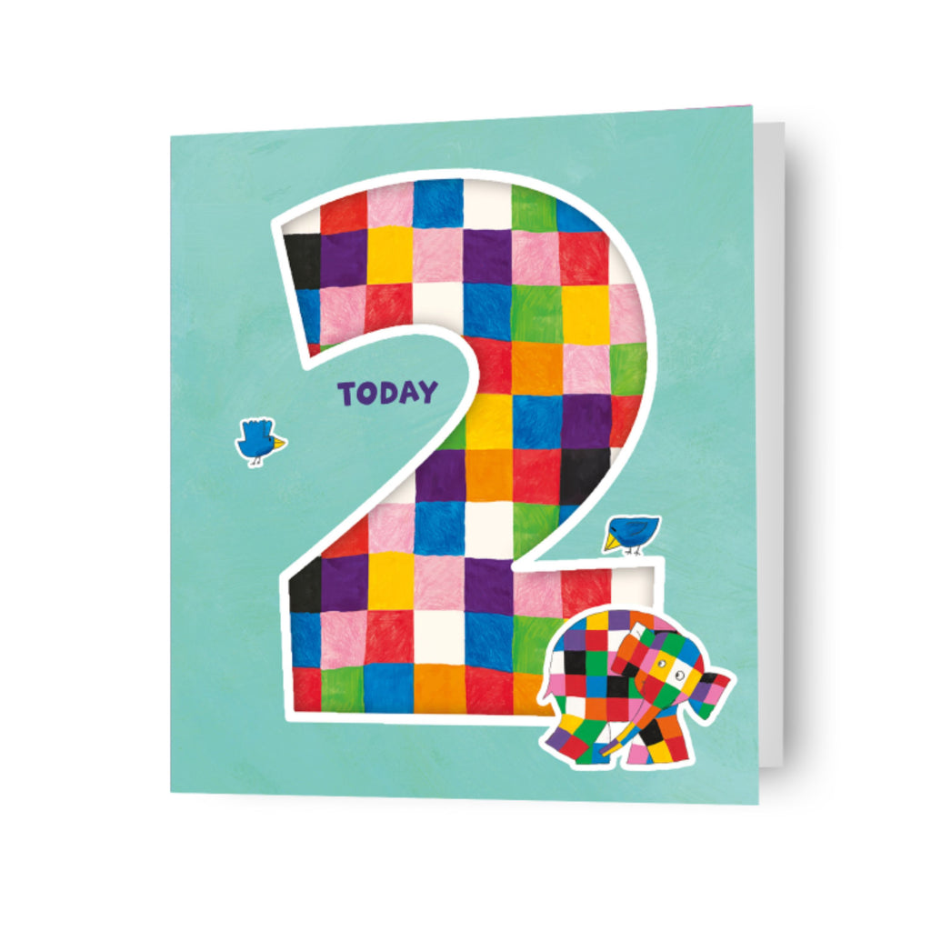 Elmer The Patchwork Elephant Verjaardagskaart Leeftijd 2