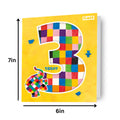 Elmer The Patchwork Elephant Age 3 Birthday Card