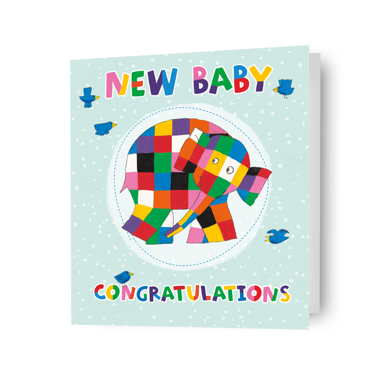 Elmer The Patchwork Elephant 'New Baby' Card