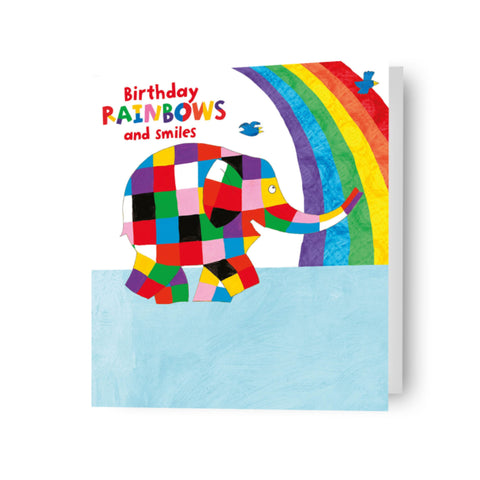 Elmer The Patchwork Elephant Rainbow Birthday Card