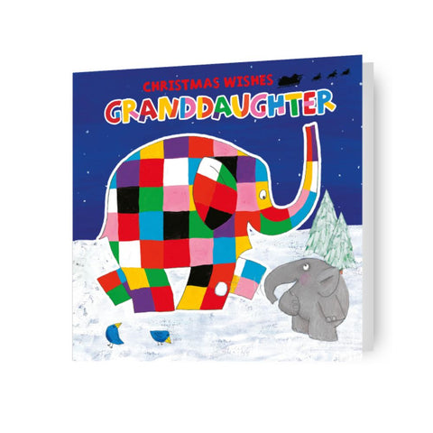 Elmer the Elephant Granddaughter Christmas Card