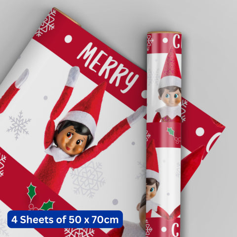 Elf on the Shelf Christmas 4 Sheets & 4 Tags Gift Wrap Bundle