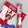Elf on the Shelf Christmas Wrapping Paper 4 Sheets & 4 Tags