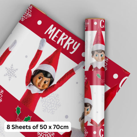 Elf on the Shelf Christmas 8 Sheets & 8 Tags Gift Wrap Bundle