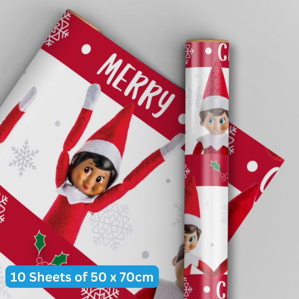 Elf on the Shelf Kerstmis 10 vellen & 10 labels Inpakpapier