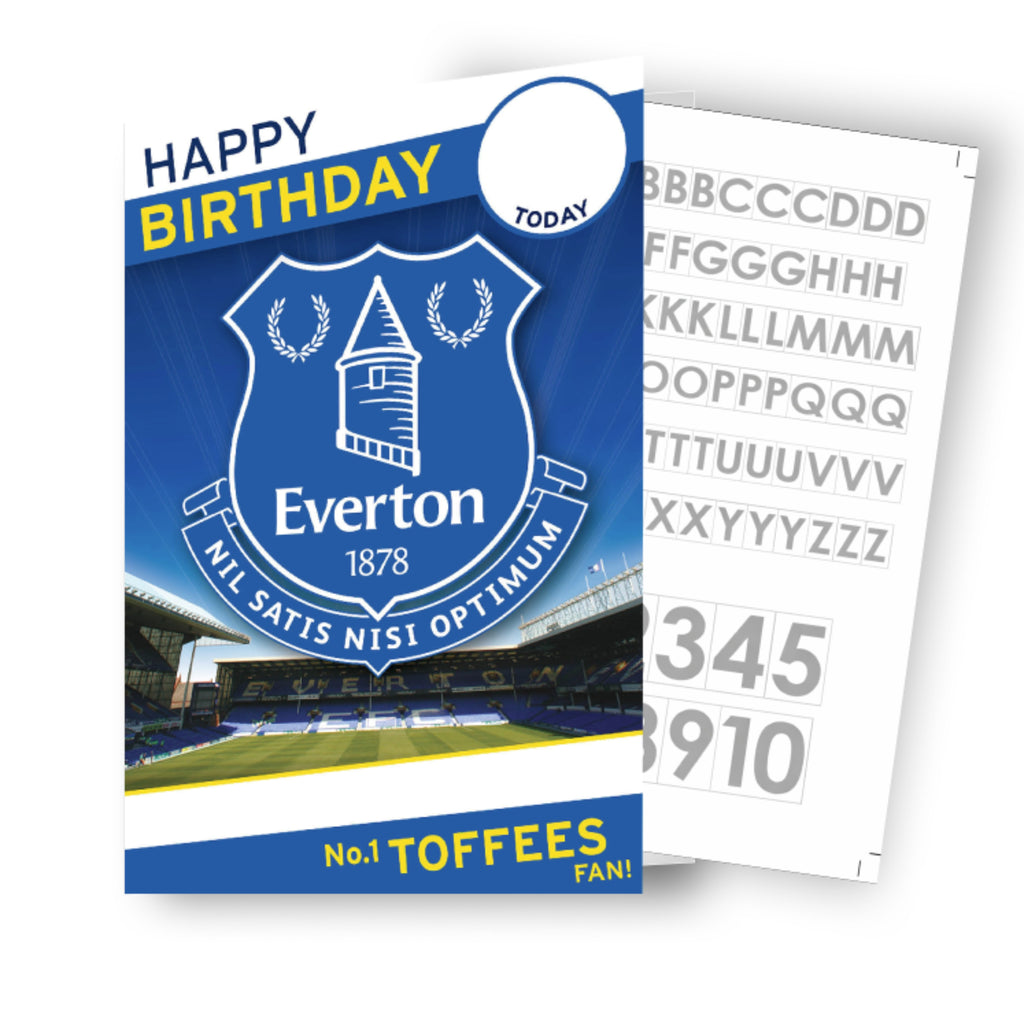 Everton FC Personalise Birthday Card With Sticker Sheet