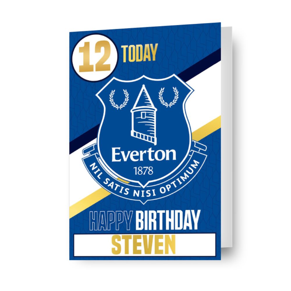 Gepersonaliseerde verjaardagskaart van Everton FC met stickervel