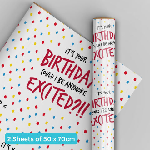 FRIENDS Birthday Wrapping Paper, 2 Sheets & 2 Tags
